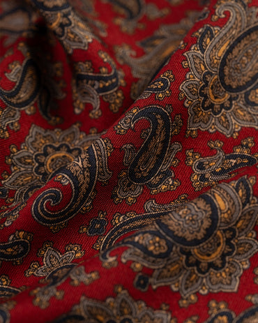 Made-in-USA Burgundy Paisley Silk Pocket Square