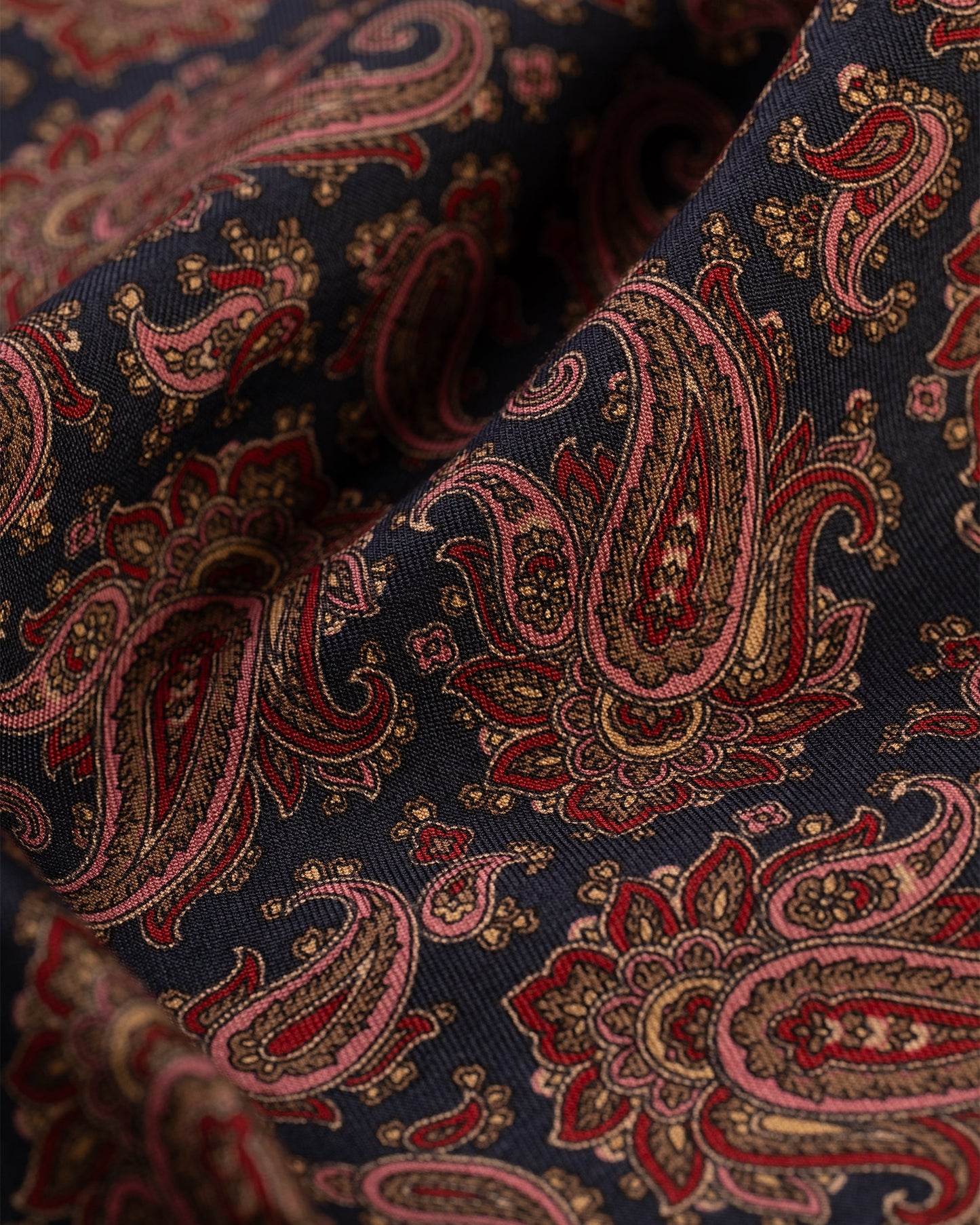 Made-in-USA Navy Paisley Silk Pocket Square