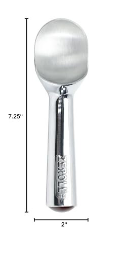 Zeroll Ice Cream Scoop with Unique Liquid Filled Heat Conductive Handle Simple One Piece Aluminum Design Easy Release Made in USA, 4-Ounce, Silver