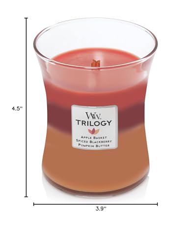 WoodWick Medium Hourglass Candle, Autumn Harvest - Premium Soy Blend Wax, Pluswick Innovation Wood Wick, Made in USA