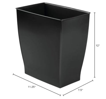iDesign Small Bathroom Trash Can, Ideal for Primary and Guest Bathroom or Office, Black, Made in USA