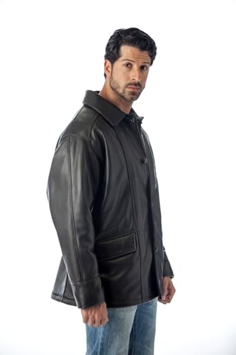 REED® Men's Premium Four Button Car Coat Leather Jacket Made in USA