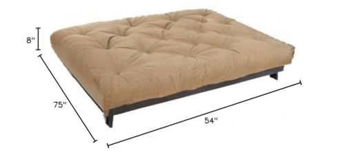 Mozaic Full Size 8-inch Cotton Twill Gel Memory Foam Futon Mattress, Khaki