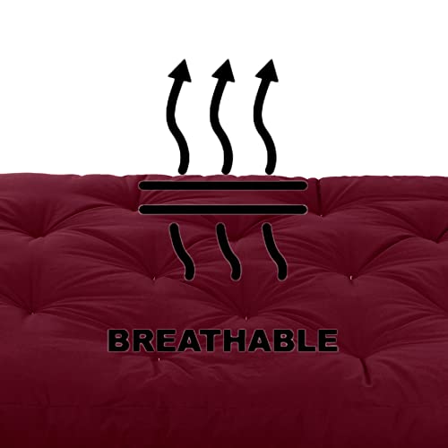 Mozaic Full Size 8-inch Cotton Twill Gel Memory Foam Futon Mattress, Burgundy