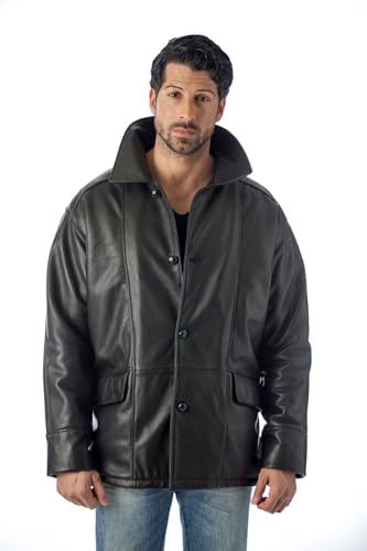 REED® Men's Premium Four Button Car Coat Leather Jacket Made in USA