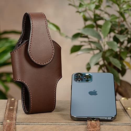 Heavy Duty Leather Vertical Cell Holster Case with Magnetic Closure - Made in USA