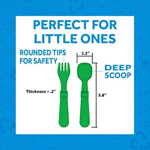 Re-Play Toddler Forks and Spoons Set - 4x4 Toddler Utensils Set - Dishwasher and Microwave Safe - Made in USA - Set of 8-5.8" x 1.2" x 0.2" - Easter