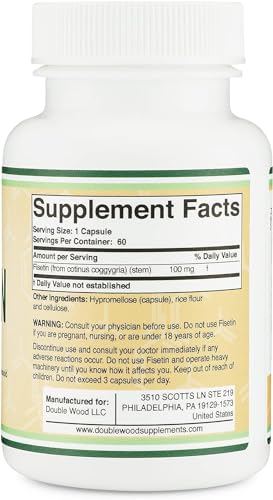 Fisetin Supplement - 100mg of Bioactive Flavnonols, 60 Count (Bioflavonoid Polyphenols Supplement Similar to Apigenin, Luteolin, and Quercetin) Aging Support Senolytic by Double Wood