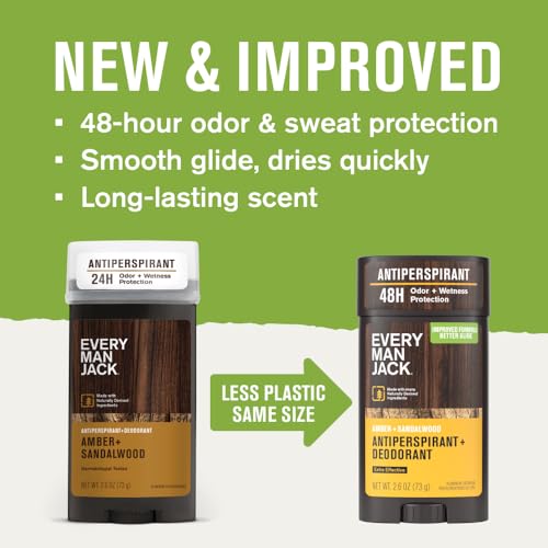 Every Man Jack Men’s Antiperspirant Deodorant Variety Pack – New & Improved Formula – Outdoor Inspired Scents - Smooth Glide, 48-Hour Odor & Sweat Defense– 2.6 oz (3 Pack)
