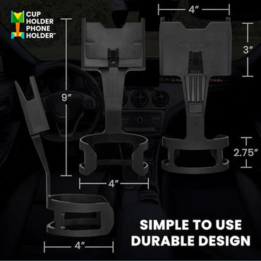 CUP HOLDER PHONE HOLDER Smartphone Mounts for Cars or Trucks Made in USA by Cell Phone Seat, Universal Fit Including iPhone, Samsung, Android Cellphones, Hands-Free Compliant Cradle