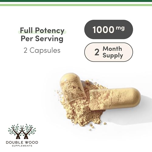 Chaga Mushrooms Capsules 120 Count (1,000mg Chaga Mushrooms Powder per Serving) High in Polysaccharides, Beta Glucans, and Terpenoids - Grown and Made in The USA, Vegan Safe, Organic by Double Wood