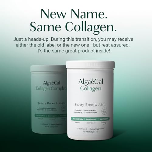 ALGAECAL Collagen: 4 Clinically-Supported Peptides VERISOL®, FORTIGEL®, UC-II®, FORTIBONE®, Anti-Aging Hydrolyzed Collagen Powder, Made in USA