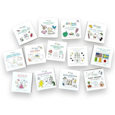 A Brighter Year The Original Adult Mini Coloring Book - 14 Piece Variety Pack - 3” x 3” Pocket Size, 50 Pages, Lay Flat Binding, Thick Paper, No Bleeding - Stress/Anxiety Relief - Relaxation, Gift
