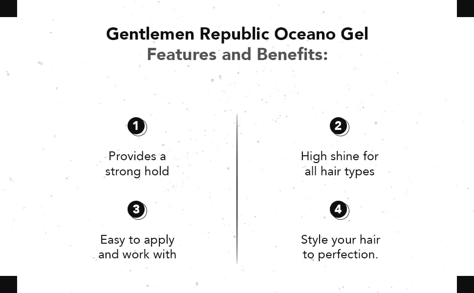 Gentlemen Republic Oceano Men's Hair Gel 16oz W/Pump - Strong Touchable Hold and High Shine Styling Gel for Hair, 100% Alcohol-Free Professional Formula with Fresh Scent, Mens Hair Product Made in USA