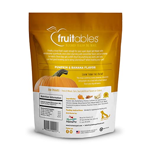 Fruitables Baked Dog Treats, Healthy Pumpkin Treat for Dogs, Low Calorie & Delicious, Free of Wheat, Corn and Soy, Made in the USA