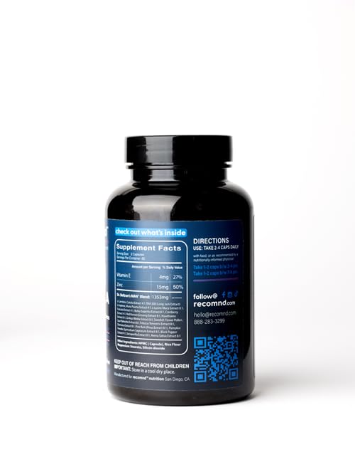 recomnd Nutrition - Man+ Formula, Energy Support, Muscle Support, and Prostate Health Supplements for Men with Vitamin E, Saw Palmetto, Red Korean Ginseng, and More, 120 Capsules