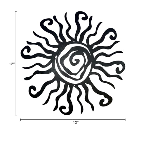 Riverside Designs Wacky Sun Metal Wall Art Indoor/Outdoor Decor - 12" Black Rust Proof Wall Sculpture - Made in USA - Ideal for Bedroom, Garden, Home, Patio and Farmhouse