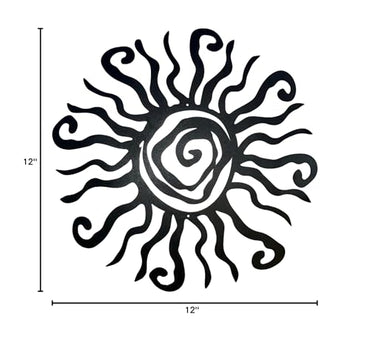 Riverside Designs Wacky Sun Metal Wall Art Indoor/Outdoor Decor - 12" Black Rust Proof Wall Sculpture - Made in USA - Ideal for Bedroom, Garden, Home, Patio and Farmhouse