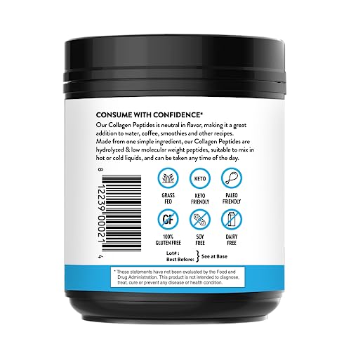 Sandhu's Collagen Peptides Powder|1 lb, 22 Servings Unflavored| Grass-Fed Hydrolyzed Bovine Collagen |Made in USA| Supports Youthful Skin, Hair, Nails, Mobility, Flexibility, Joint & Bone Health