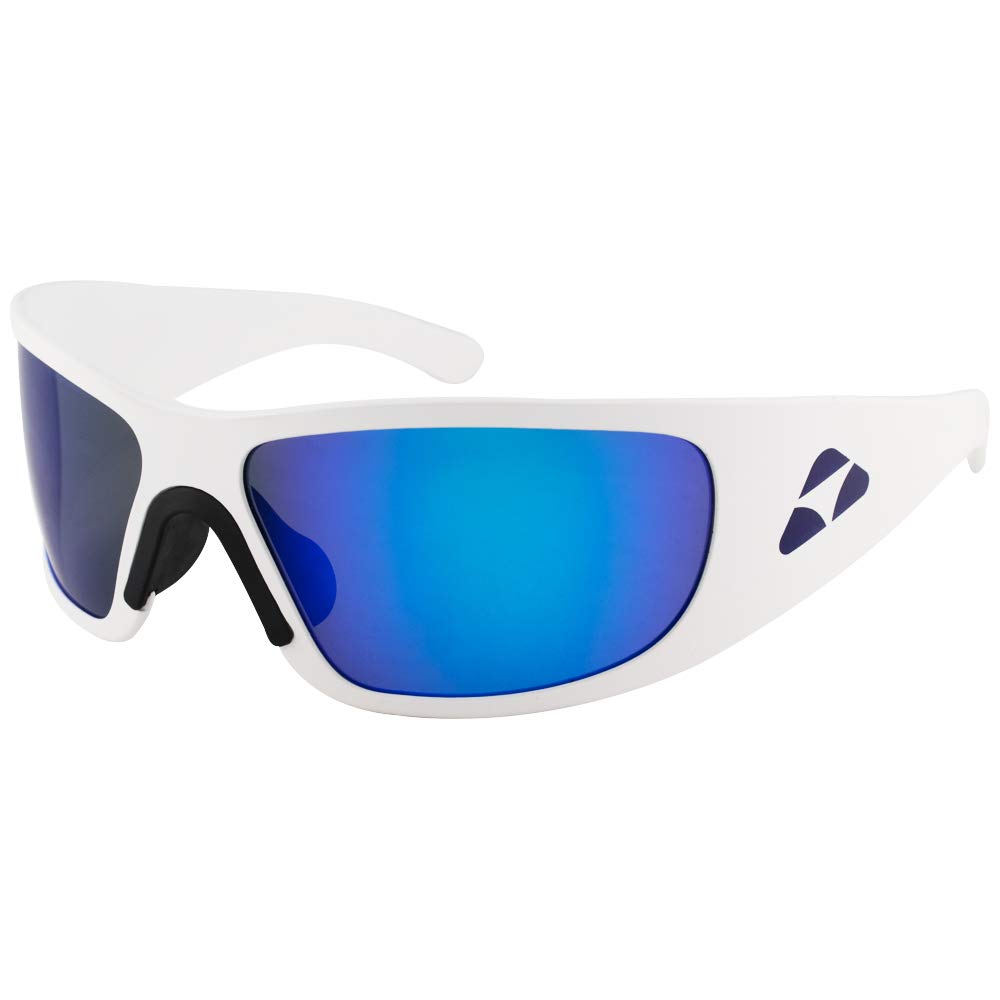 Liquid Eyewear, Hammerhead Model, Aluminum Sunglasses, White Frame, Blue Mirror Polarized Lens Blue Print -Made in the USA