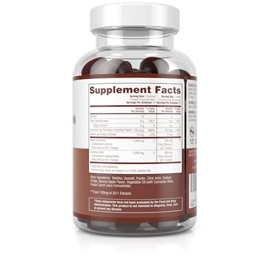 Purify Life Sugar-Free Ceylon Cinnamon Gummies (2,000mg/Serving) – Vegan, Gluten-Free Herbal Supplement – Replace Cinnamon Capsules, Pills & Powders – 60 Chews