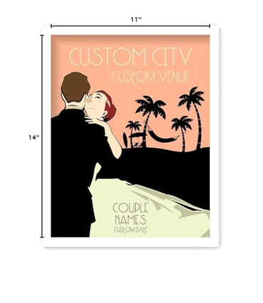 Custom Wedding Anniversary Wall Art - Personalized Gifts for Couples - Name, City, Venue, Hair Color - Premium Wood Frame Options, Ready to Hang - Quality Luster Print, USA Made Custom Wall Art