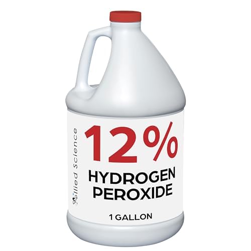Allied Science 12% Food Grade Hydrogen Peroxide, 4X Stronger, Dilute and Use for Personal Care, Home, Kitchen, Bath, Carpet, Water Cleaner, Plant Treatment, 1 Gallon (1)