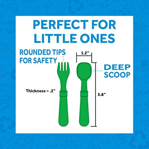 Re-Play Toddler Forks and Spoons Set - 4x4 Toddler Utensils Set - Dishwasher and Microwave Safe - Made in USA - Pack of 8-5.8" x 1.2" x 0.2" - Princess