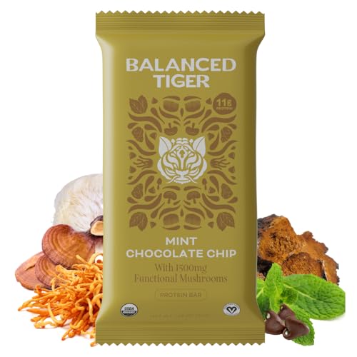Organic Functional Mushroom Vegan Protein Bars | Made in USA | Full Dose (1500mg) Lions Mane, Chaga, Reishi & Cordyceps Bars | Plant Protein Bars w/ Adaptogens & Superfoods