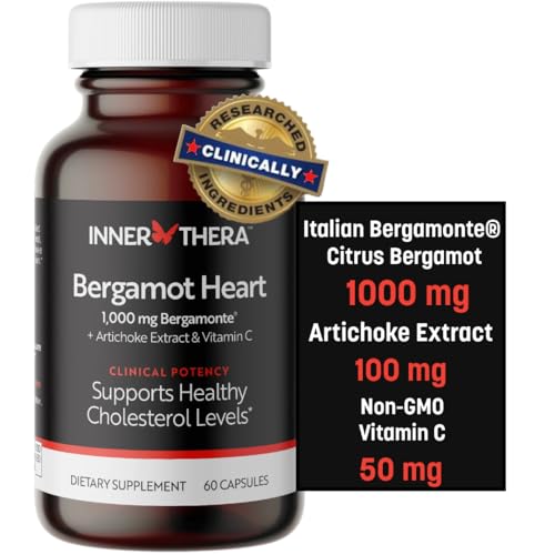 INNERTHERA Bergamot Heart - Certified Italian Bergamonte Citrus Bergamot - Cardiologist Developed & Clinically Proven - 1000mg + Highest Polyphenols - Supplement for High Cholesterol & Heart Health