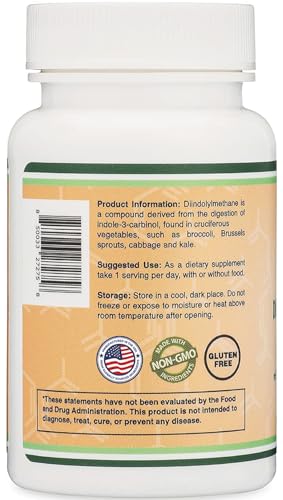 DIM Supplement for Women and Men (Diindolylmethane Estrogen Blocking Supplement, Hormonal Acne Treatment, Hormone Balance for Women) 400mg Servings, 200mg Per Capsule, 60 Capsules by Double Wood