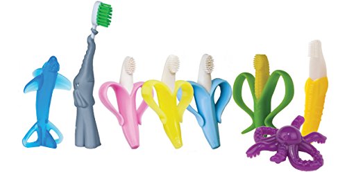 The Original Baby Banana Toothbrush Teether Toy, for Babies Infants Toddlers; USA Family-Owned Business; Teething Relief for Sore Gums, Massaging Soothing; Safest Food Grade Silicone