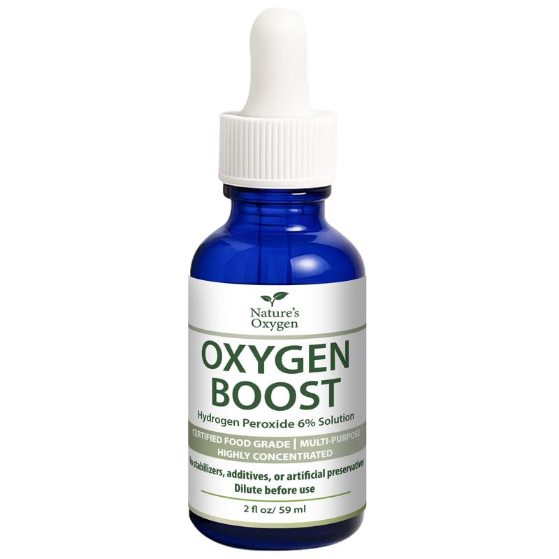 Nature’s Oxygen Food Grade Hydrogen Peroxide 6% Solution, 2 fl oz Dropper Bottle, No Added Stabilizers, Made in USA