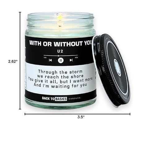 Back to Basics Candles | with or Without You - 9oz Soy Wax Fir Balsam Scented Candle for Home Decor, Birthday Gifts for Women, Men, Best Friend | Relaxing Aromatherapy Made in USA