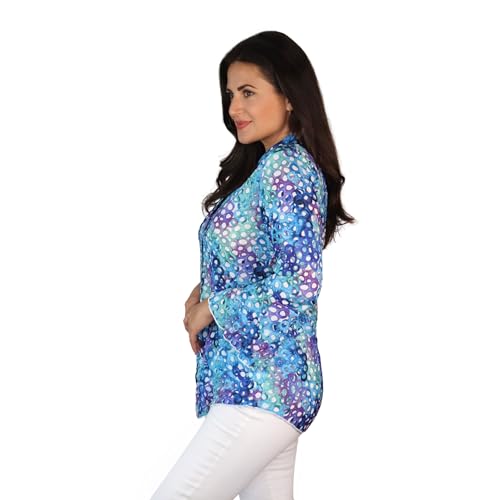 SNO SKINS Spring/Summer Collection Designer Print Crinkle Sweetheart Top with Stand Collar (Bubbles)