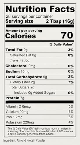 Anthony's Almond Protein Powder, 1 lb, Gluten Free, Non GMO, Plant Based Protein, Made in USA