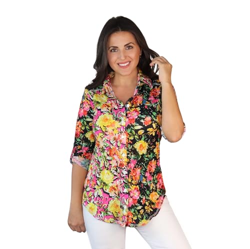 SNO SKINS Fall/Winter Collection Designer Print Crinkle Button-Down Shirt (Comb)