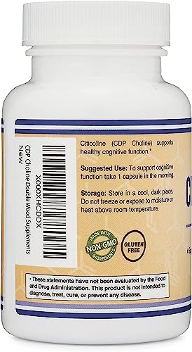 CDP Choline (Citicoline) Supplement, Pharmaceutical Grade, Third Party Tested (60 Capsules 300mg)