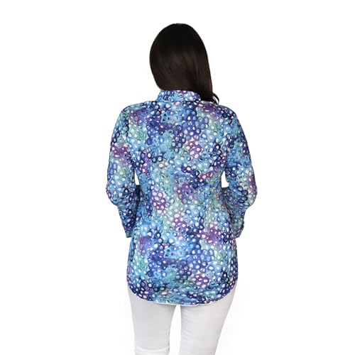 SNO SKINS Spring/Summer Collection Designer Print Crinkle Sweetheart Top with Stand Collar (Bubbles)