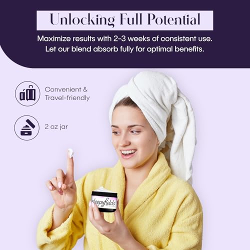 SLEEPY FIELDS Unscented Magnesium-Enhanced Sleep Cream - Nighttime Moisturizing Cream for Pain Calm, Leg Cramps, Sleep & Muscle Soreness - Fast Absorbing, Non-Greasy, Made in USA - 2 oz