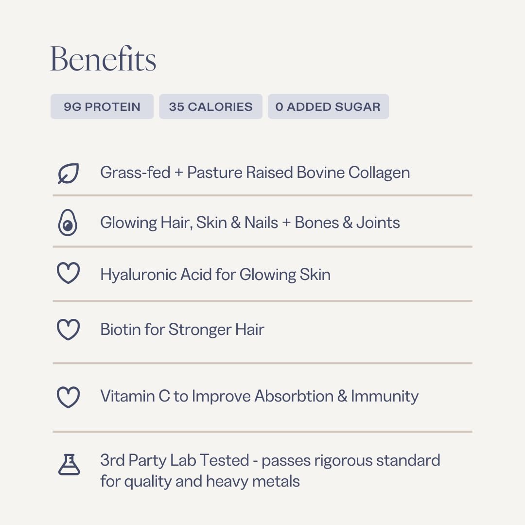 Collagen Powder for Women, Beauty Blend with Vitamin C, Biotin & Hyaluronic Acid, Supports Hair, Skin & Nails, 20 Servings, Grass-Fed Bovine, Chocolate