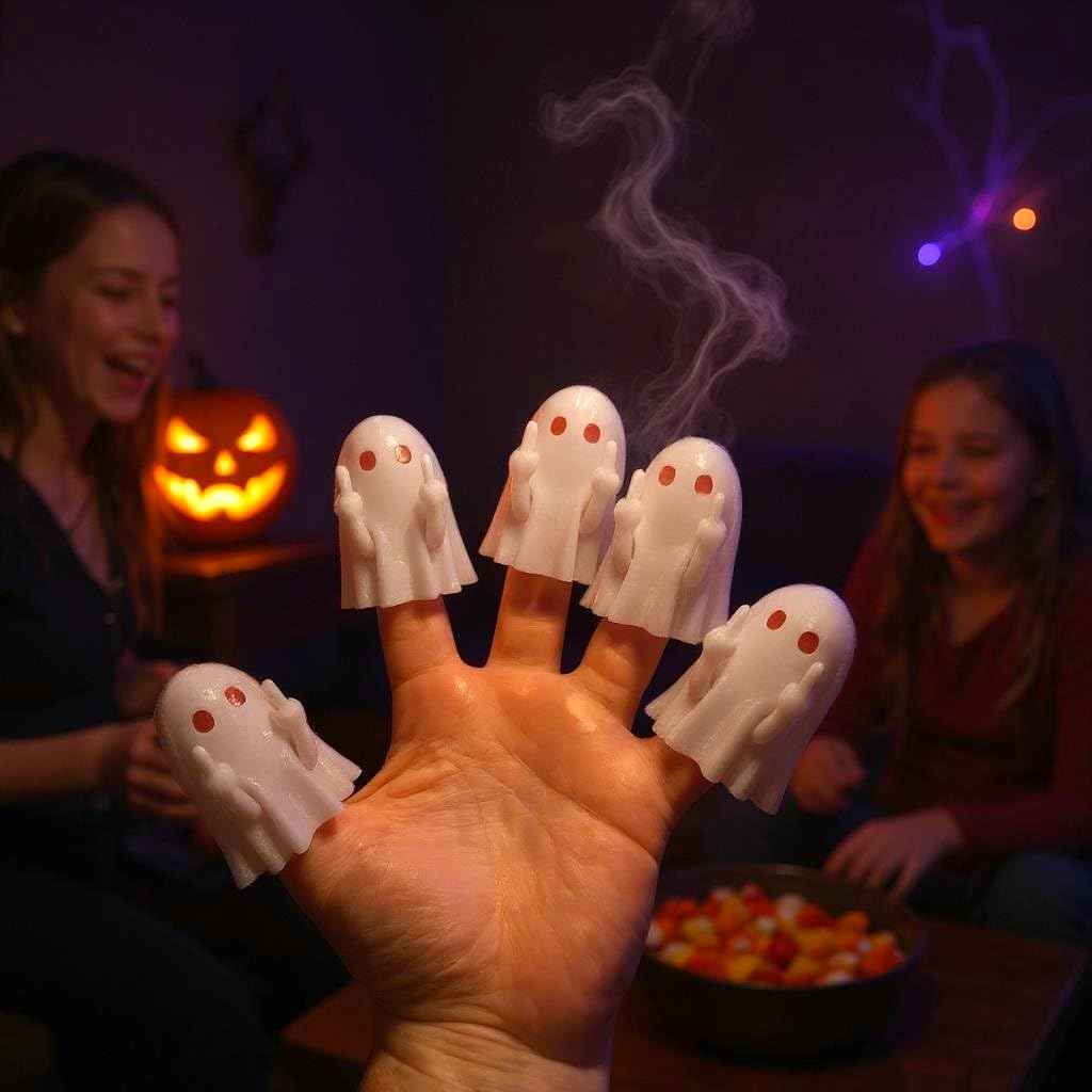 Colonial Depot Finger Flip Off Ghost Figurines, 5 Pack, Funny Halloween Decor Gag Gift, Made in USA