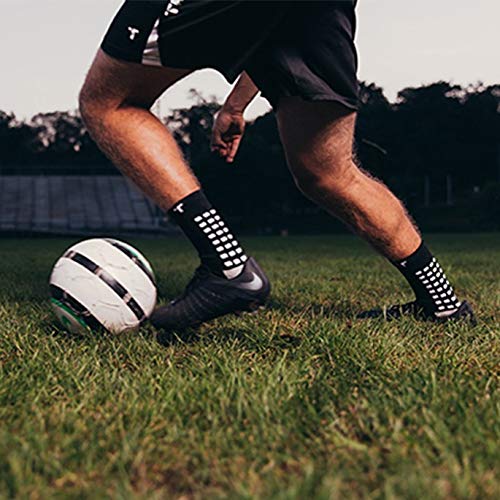 Trusox 3.0 Cushioned Grip Socks, Made in the USA, Non Slip Grippy Soccer Crew Socks for Men & Women with Grip Inside and Out for Football and Soccer, Black, Medium