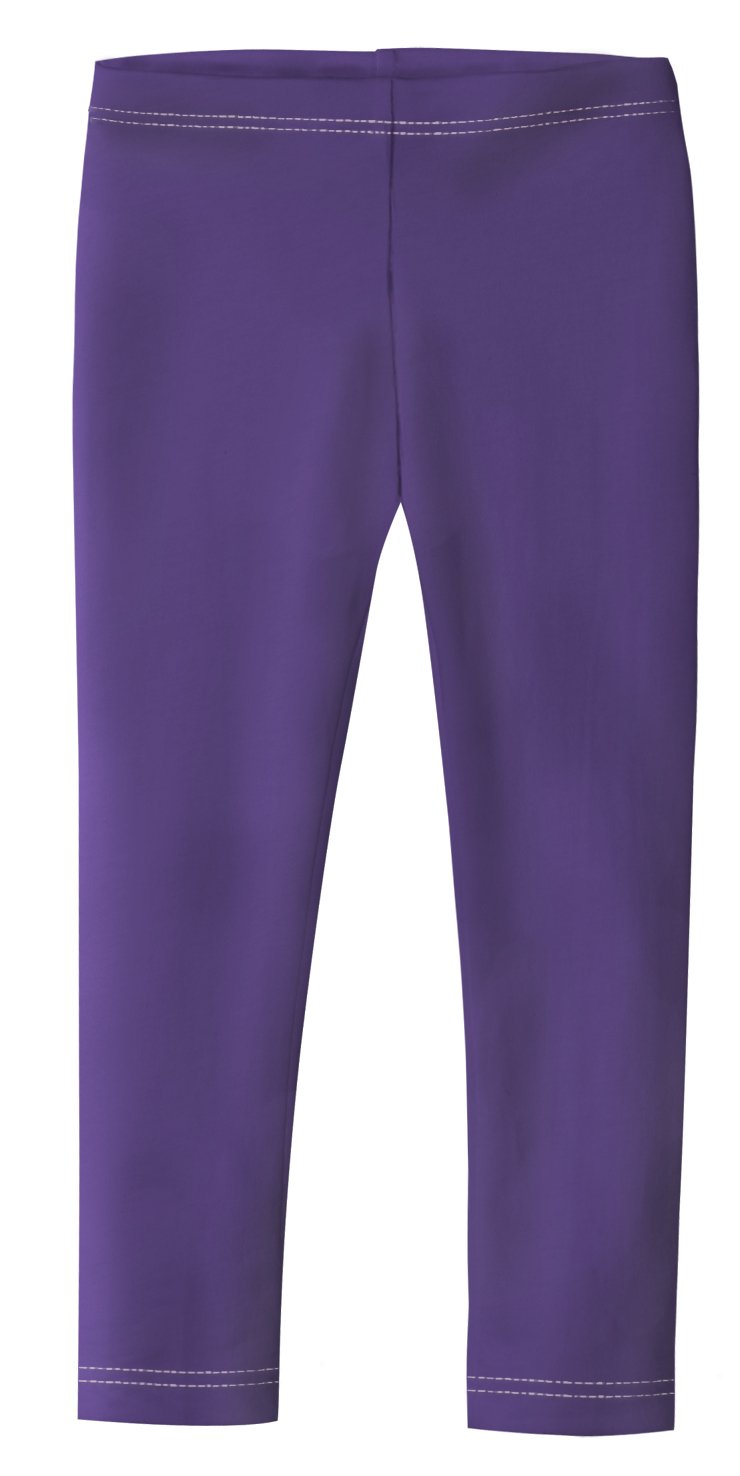 Made in USA Girls Leggings 100% Cotton for School Uniform Sports Coverage or Play Perfect for Sensitive Skin or SPD Sensory Friendly Clothing, Purple, 2T