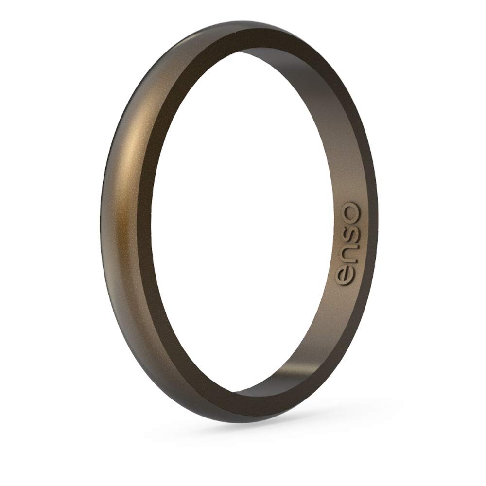 Enso Rings Halo Elements Silicone Ring – Stackable Wedding Engagement Band – Thin Minimalist Band – 2.54mm Wide, 1.5mm Thick - (Meteorite-Infused)
