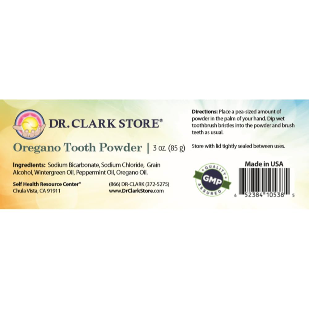 Dr. Clark Oregano Tooth Powder – 3oz, Natural Oral Health & Tooth Whitening Formula
