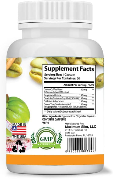 Maximum Slim Fat & Carb Blocker + Garcinia Cambogia with Green Coffee Extract — Dual Action Carb Control, Appetite Support & Metabolism Boost (2-Pack, 1 Month Supply Each)