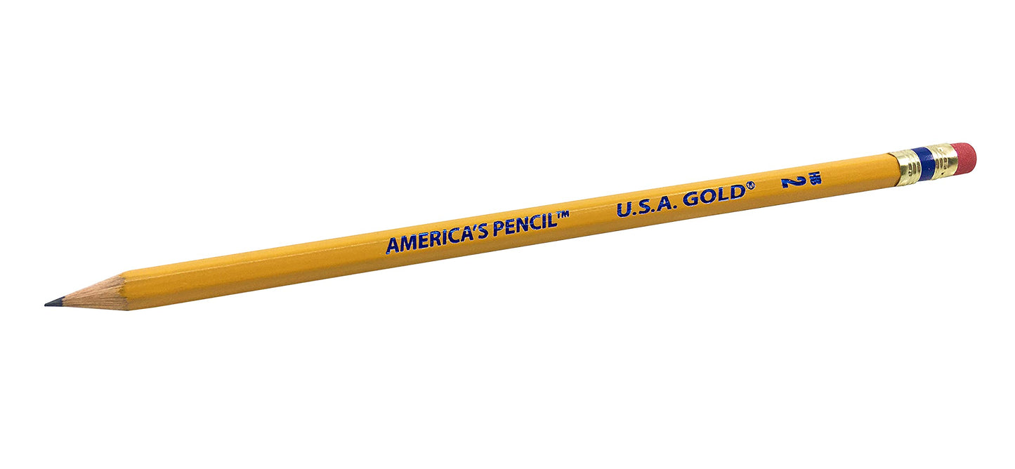 Cra-Z-Art U.S.A. Gold Pre-sharpened American Wood Cased #2 HB Yellow Pencils, 96 Pack