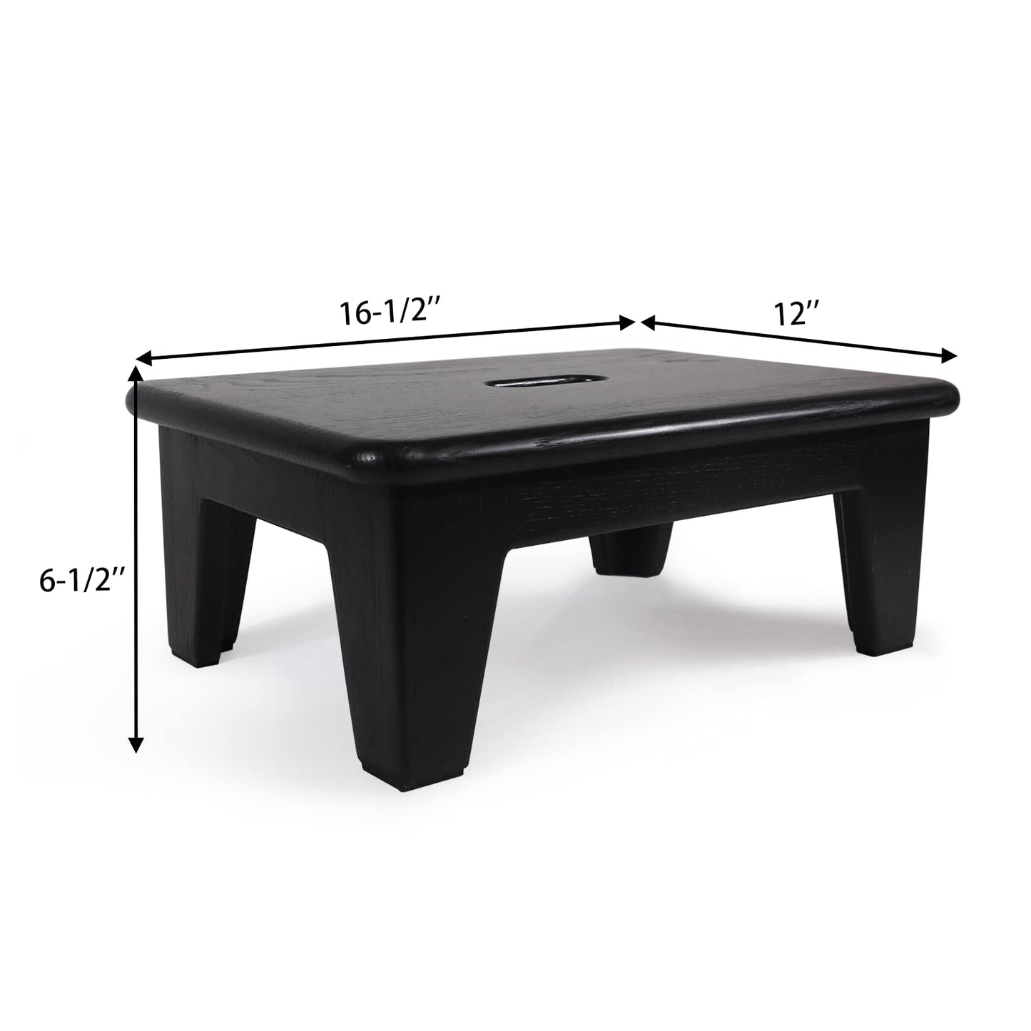 CONSDAN Step Stool for Bed - USA Grown Oak, Wooden Stool for Adults and Seniors, 6.5" High, Non-Slip Mat, No Assembly Needed, Solid Wood, Black Color