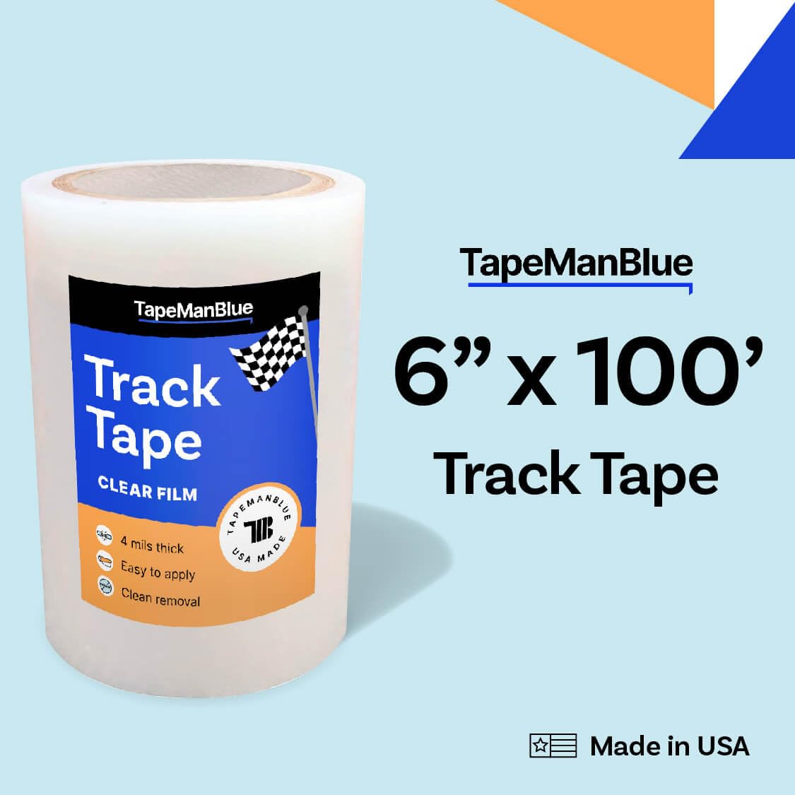 Track Day Tape - 6 inch x 100' Roll, Made in USA, Temporary Paint Protection Film for Track Days and Road Trips, Clear Self-Adhesive Film to Protect and Shield Cars from Rubber, Bugs, Dirt, and Debris